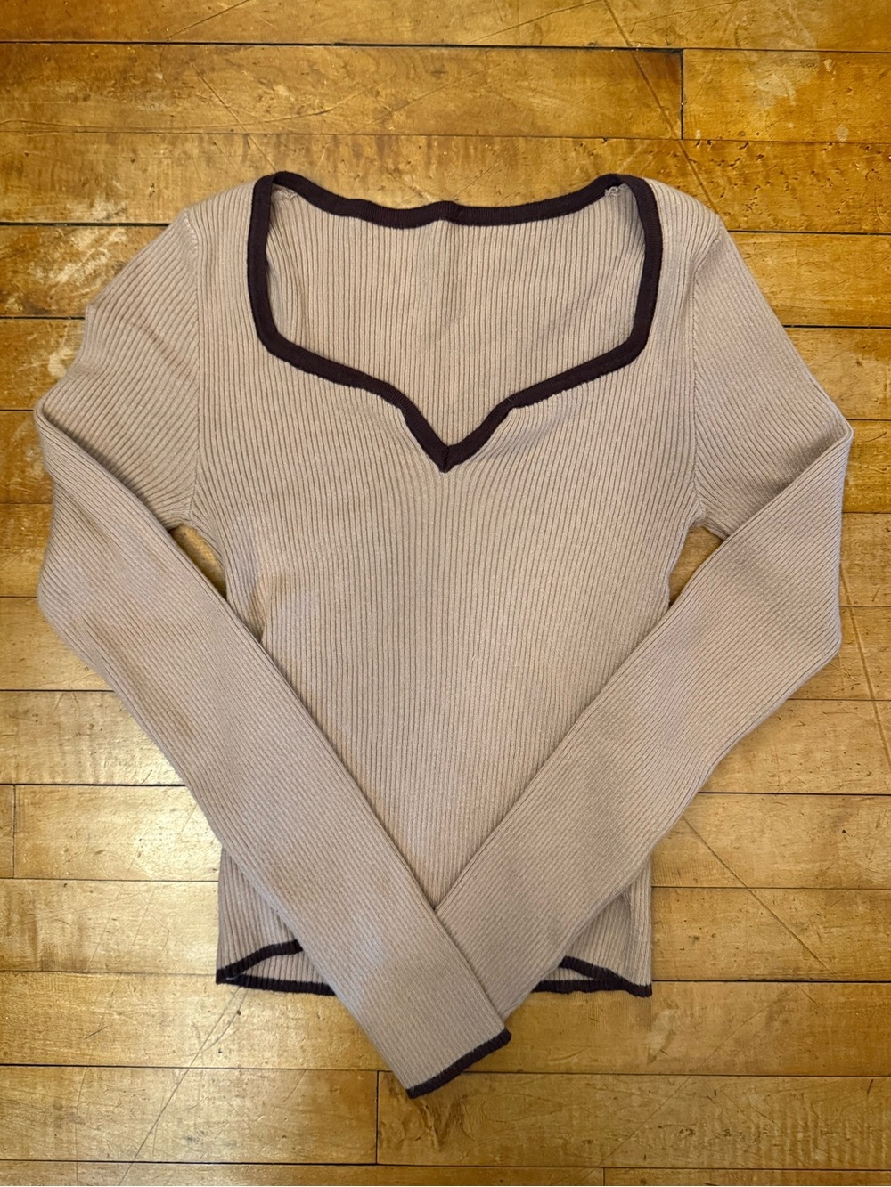 Tan Ribbed Y2K Longsleeve